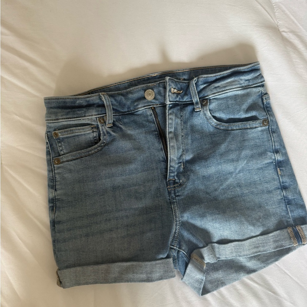 American Eagle Outfitters High Waist Denim Shorts - Blue